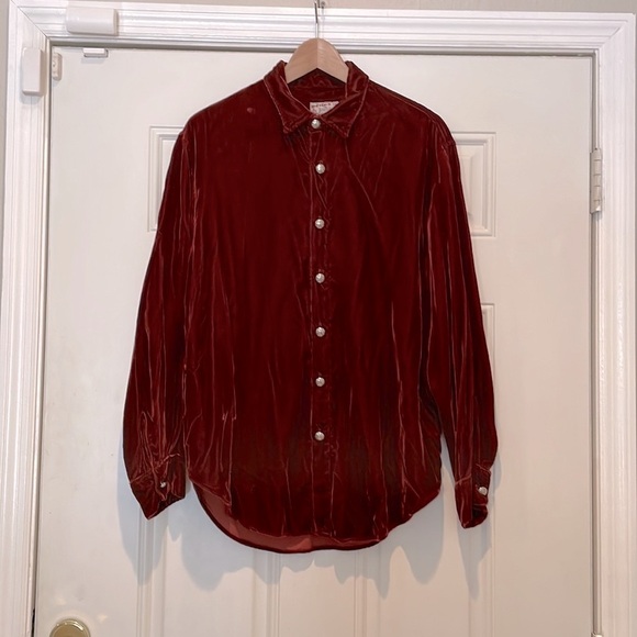 For Joseph Vintage Women’s Burgundy Crushed Velvet Skirt Set Size M - Picture 3 of 9